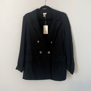 A New Day (Target) black linen buttoned summer blazer NWT Medium